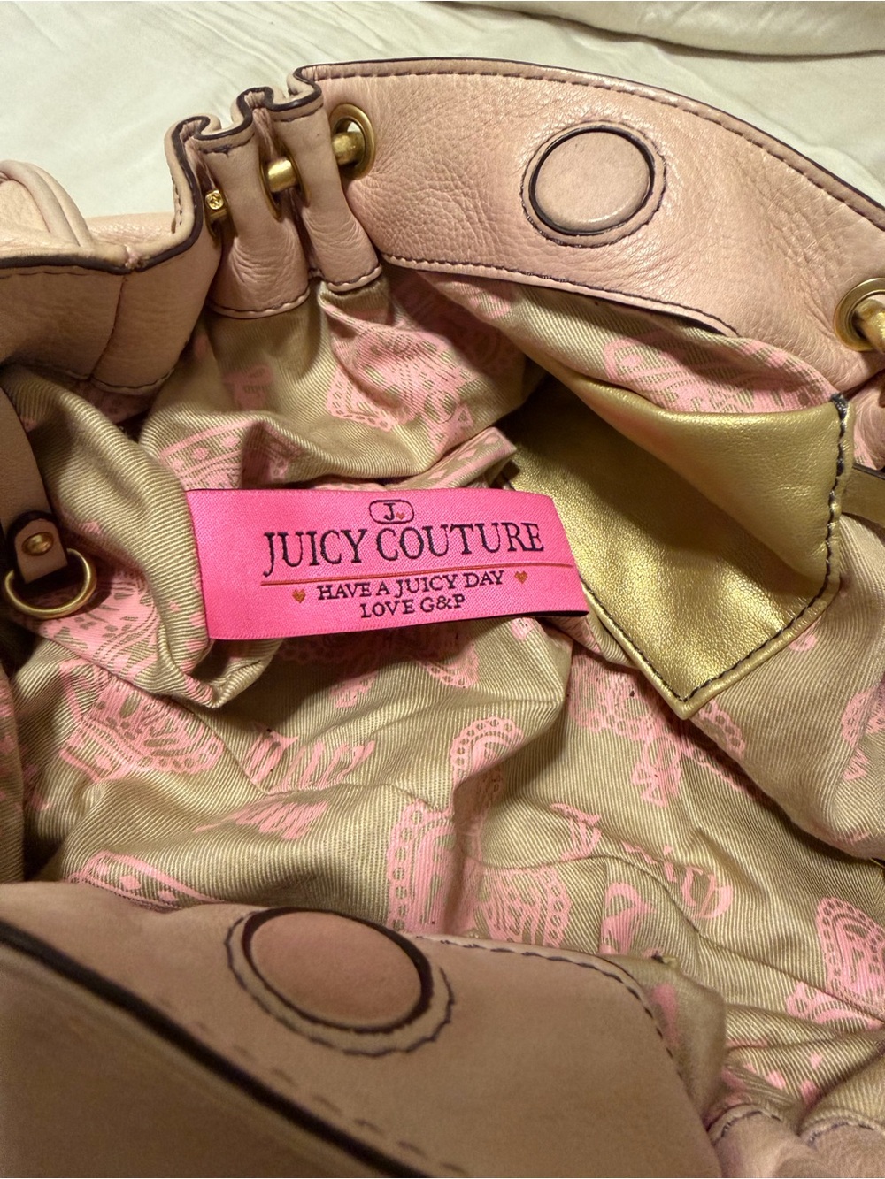 Juicy Couture Day Dreamer Soft Pink Leather Purse with Gold Chain Handles - Picture 5 of 11
